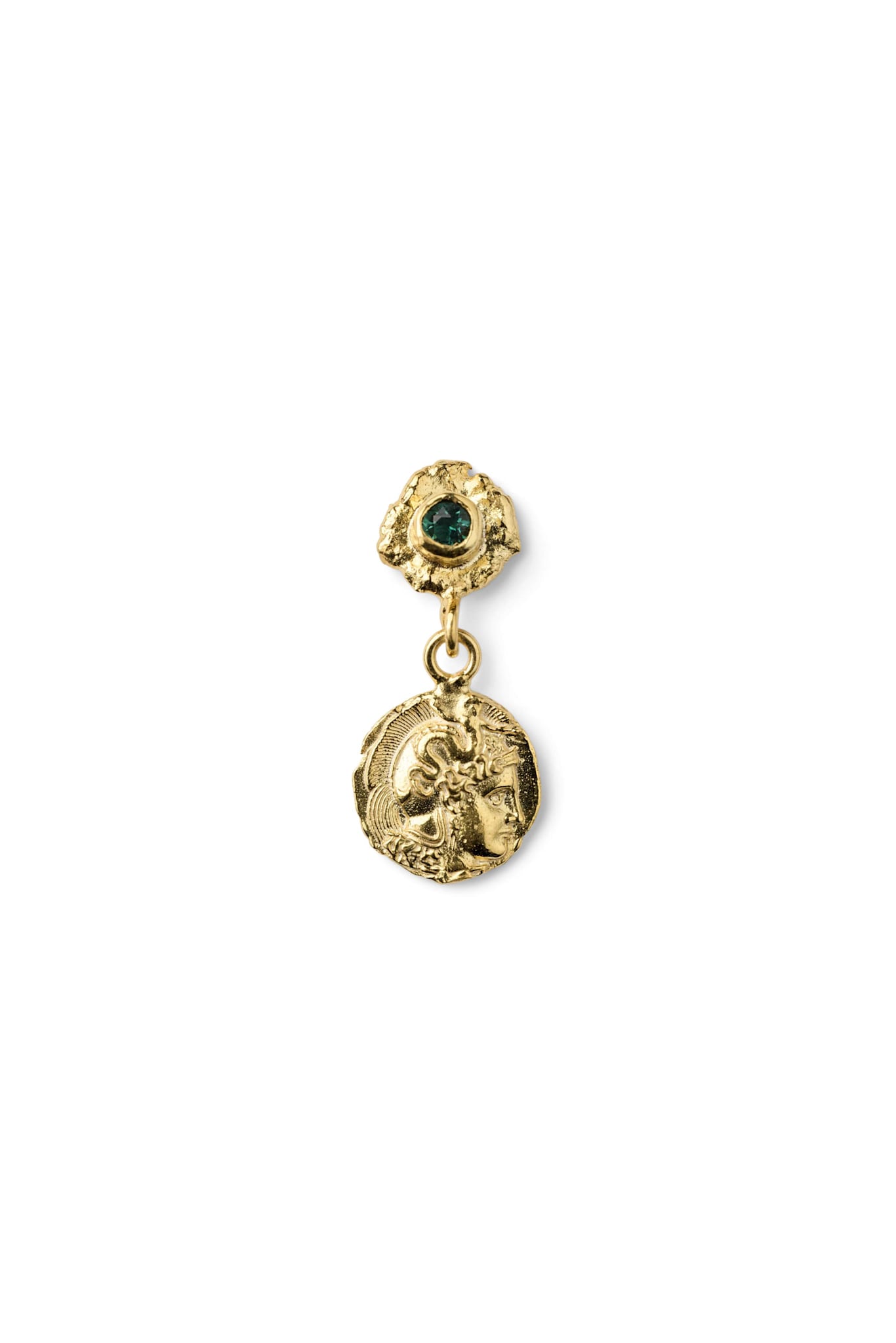 Coin Earring - Nafsu I Gold w/ Green Stone