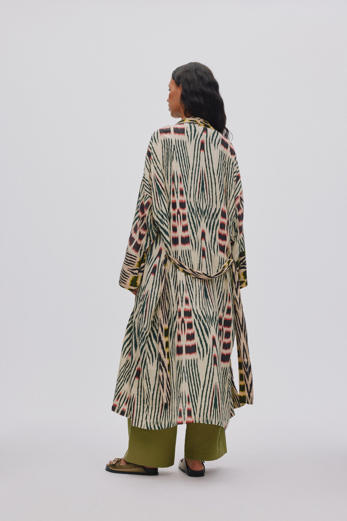 Sunita - Ikat combo robe dress I Forest pink sand & citrus combo