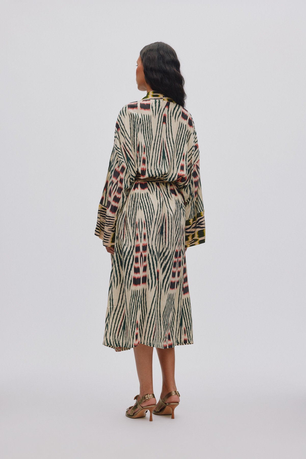 Sunita - Ikat combo robe dress I Forest pink sand & citrus combo