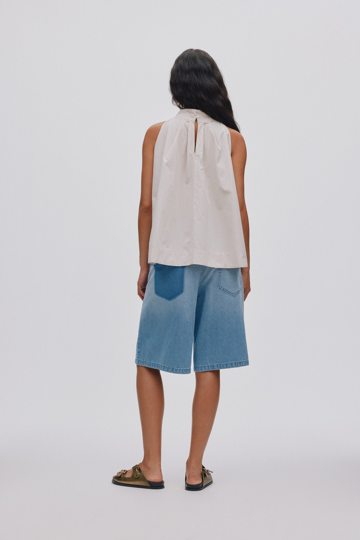 Raha - Denim light wide shorts I Light washed denim