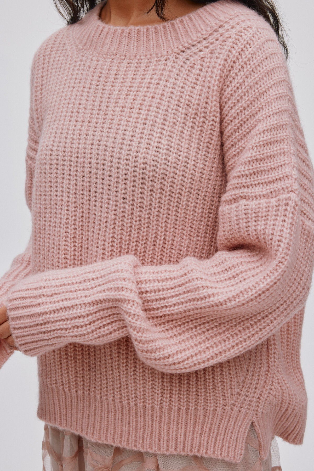Hifa - Open knit cosy sweater I Pale pink