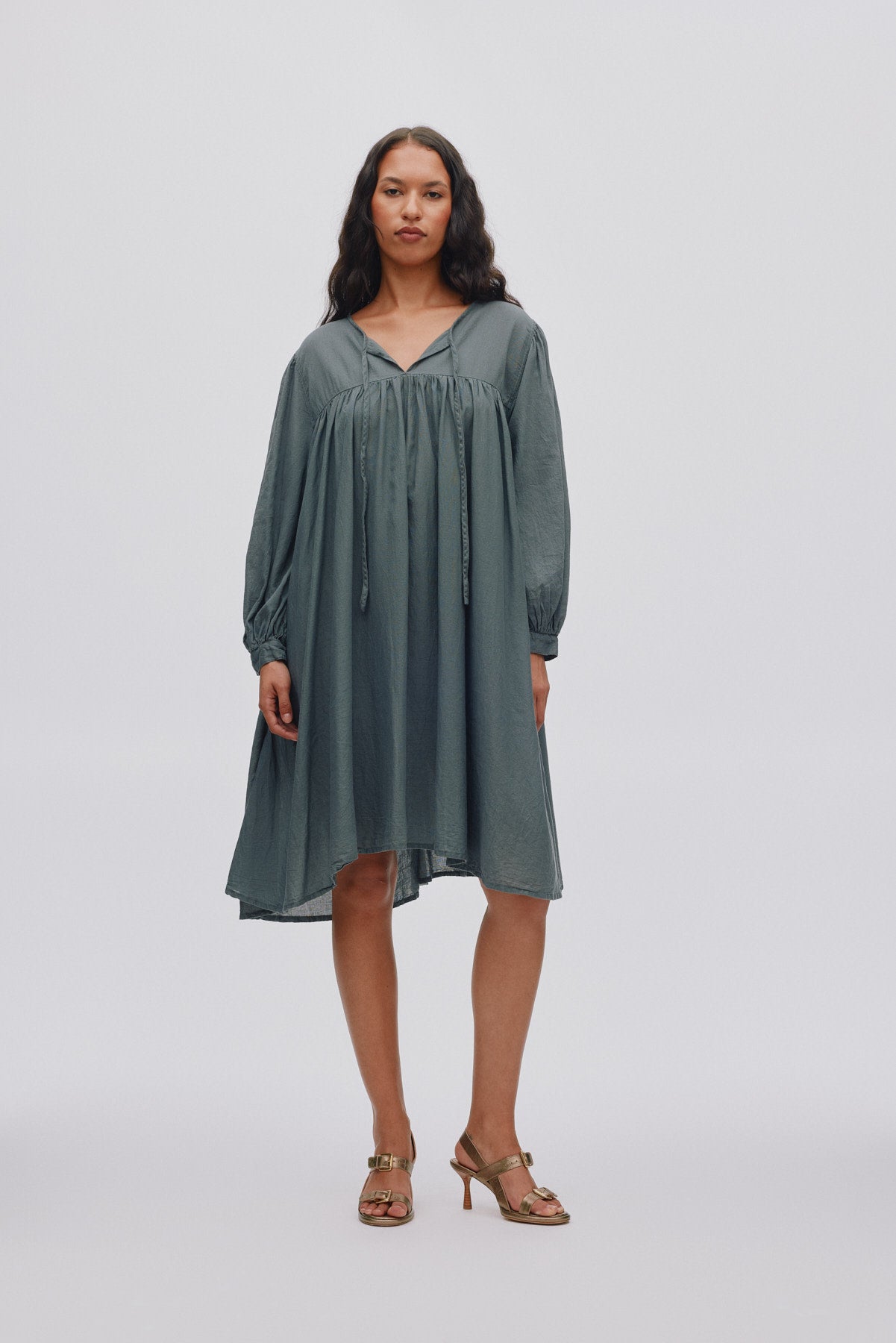Elda - Cotton full sleeve dress I Macadan