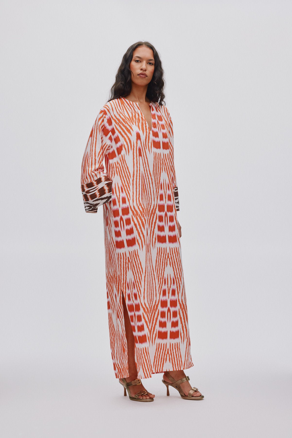 Karimalou - Ikat combo kaftan I Forest pink sand & citrus combo