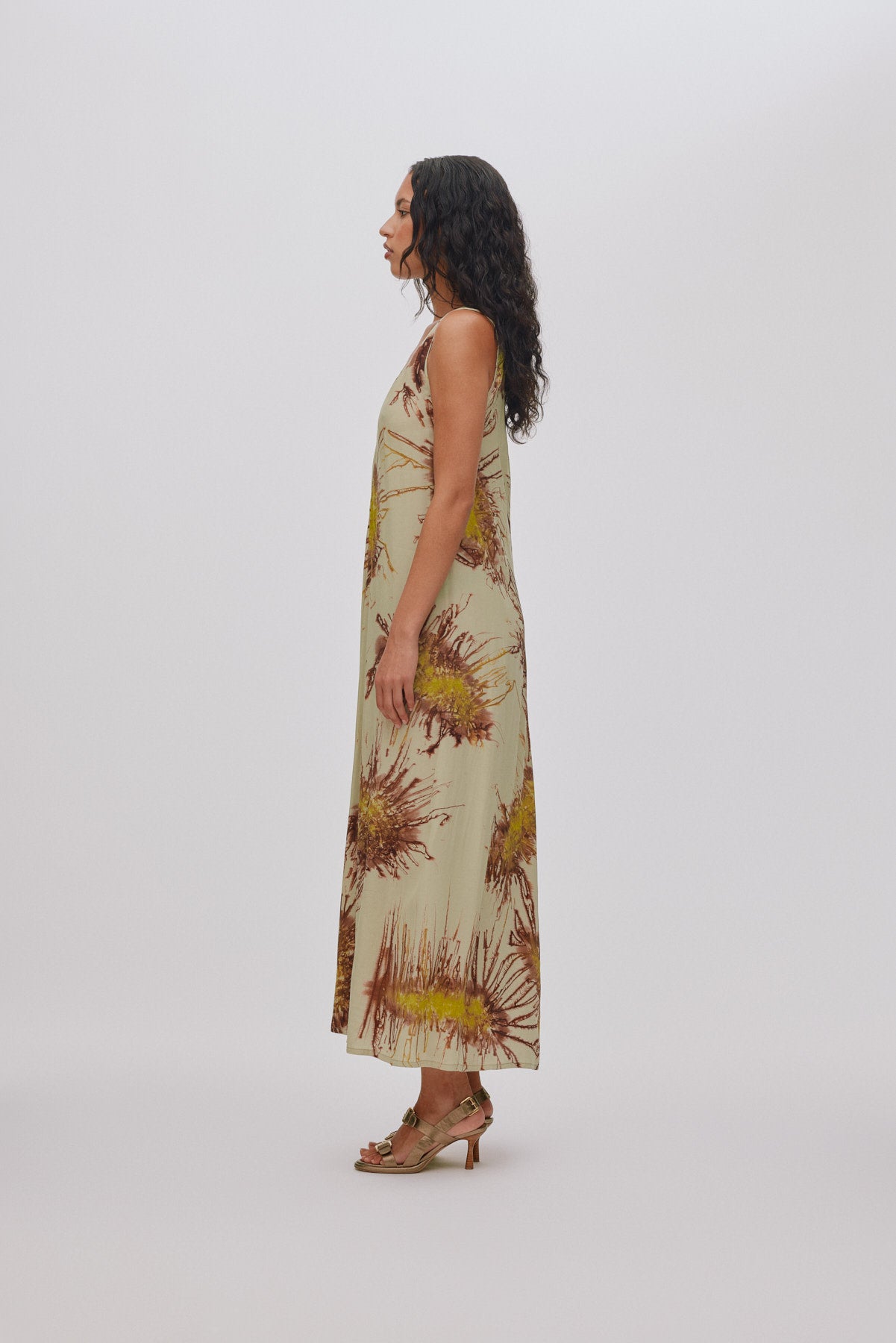 Alpa - Sea urchin long dress I Chartreuse combo