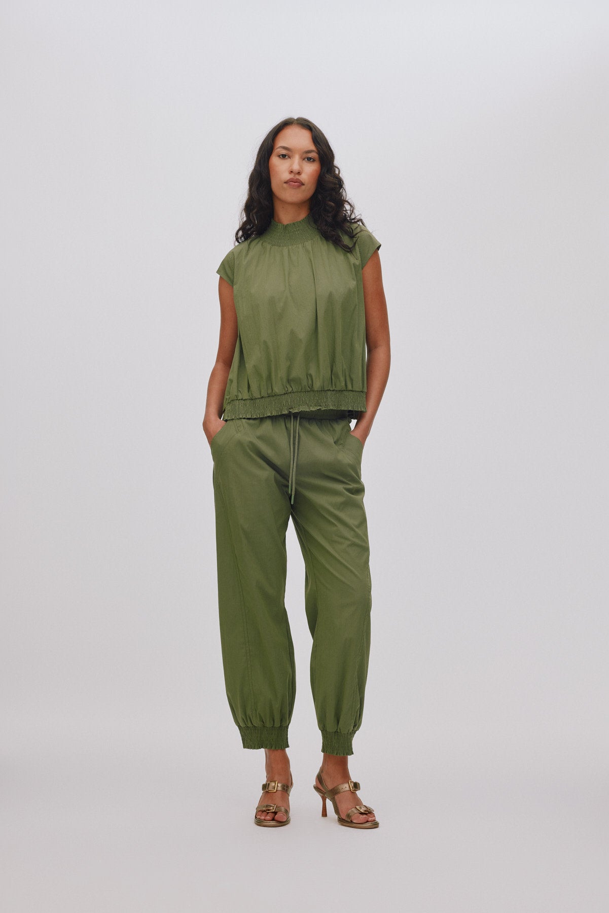 Dori - Papery shirring top I Shadow