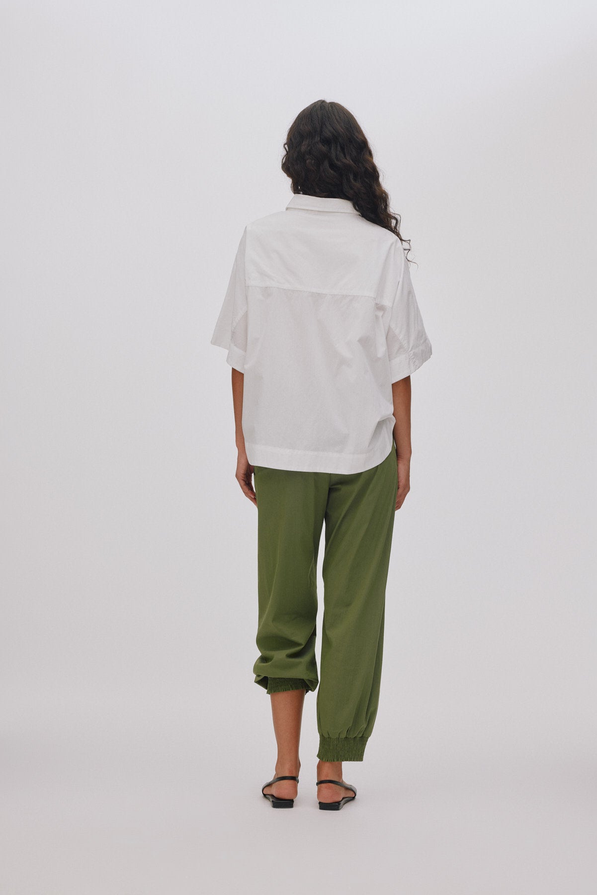 Berte - Poplin curved hem shirt I White