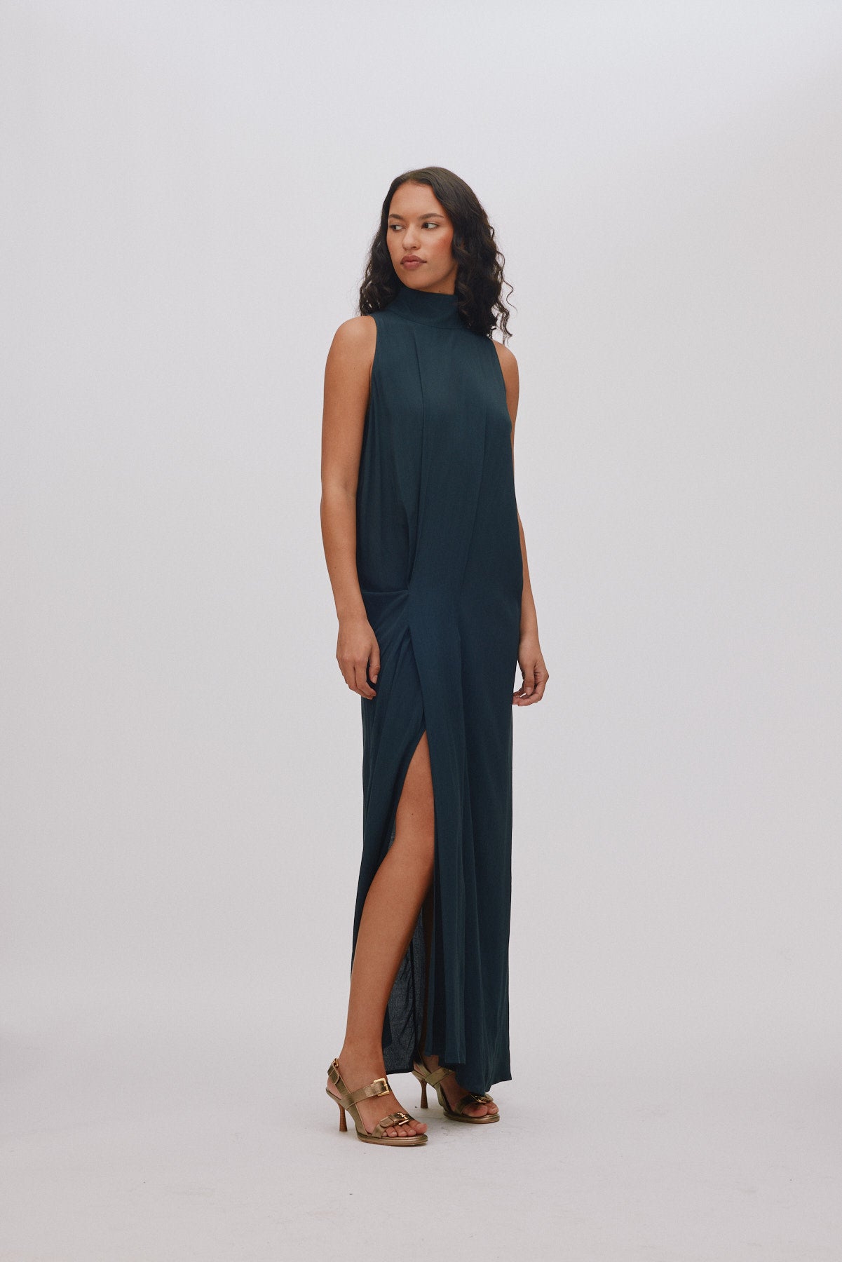 Sima - Sheer lace long dress I Faded black