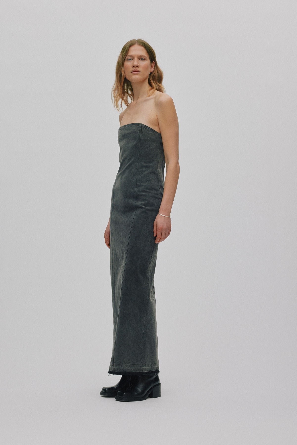 Anizette - Grey denim fitted dress I Washed grey