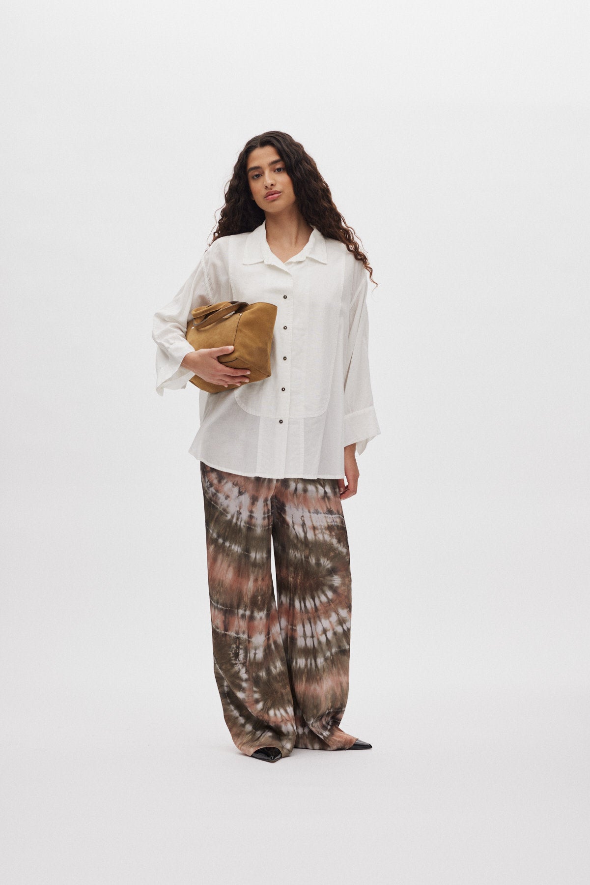 Briana - Lava pleat wide pants I Rust combo