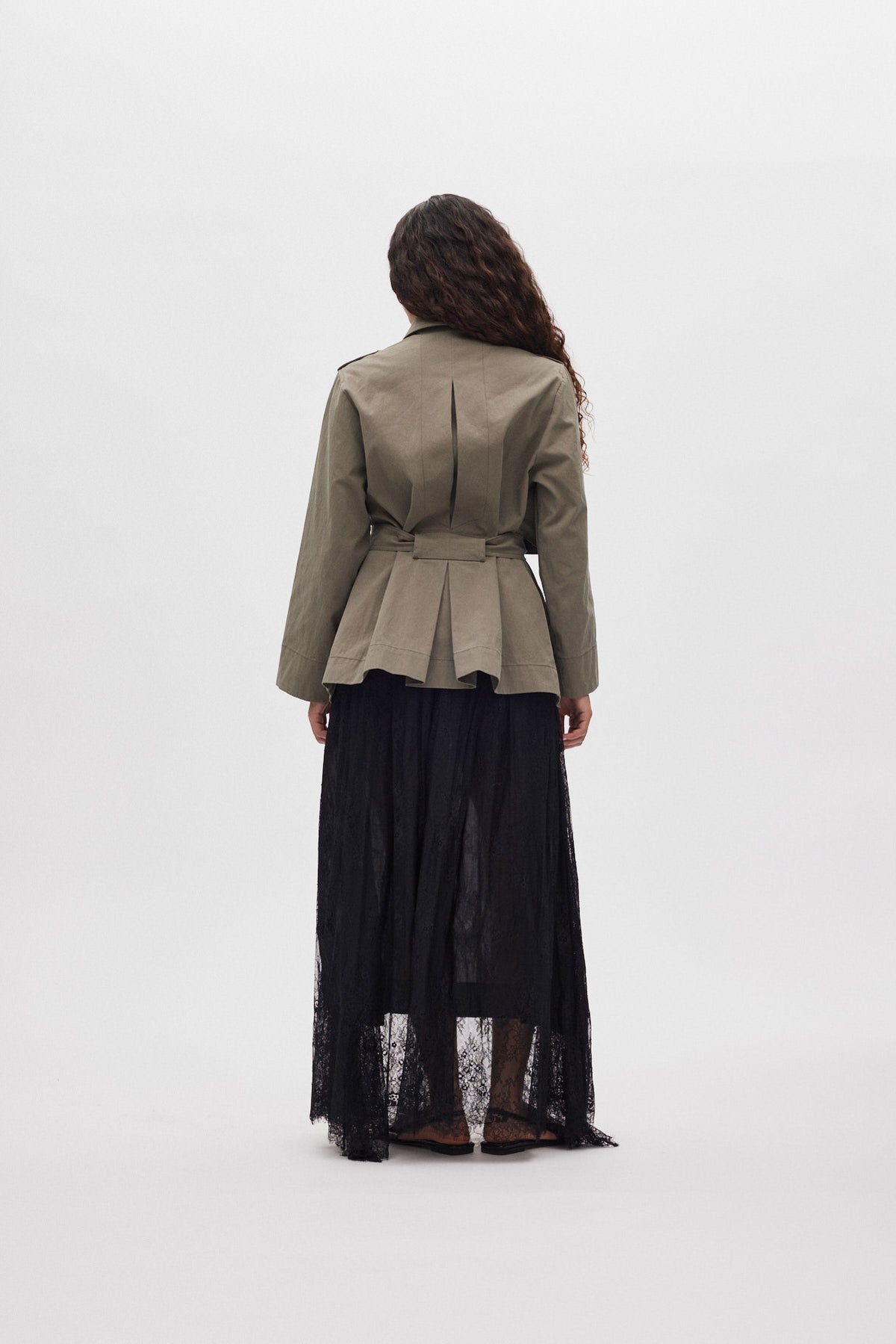 Nadira - Utility cropped trench jacket I Asphalt