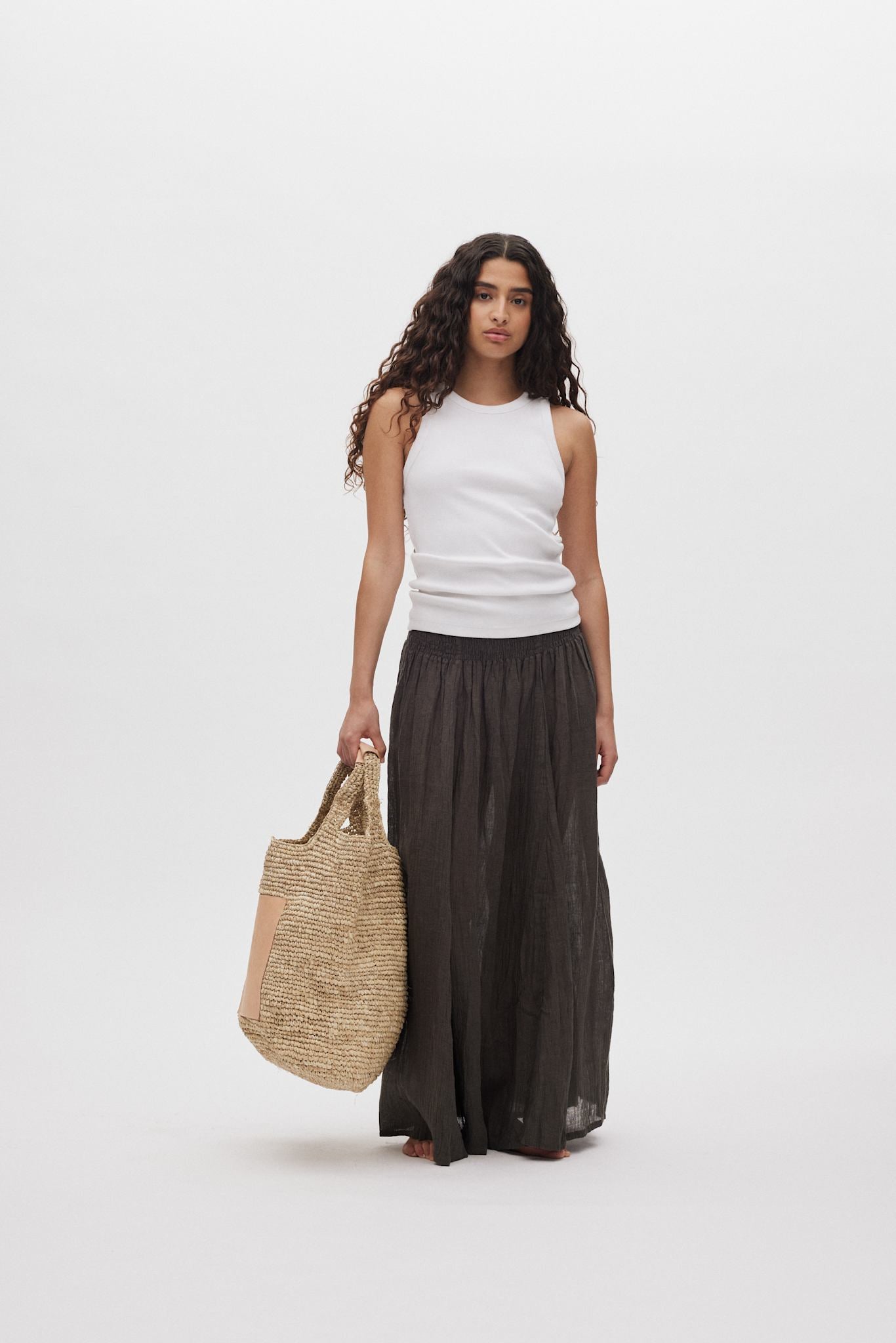 Jumana - Crinkled flared skirt I Faded black