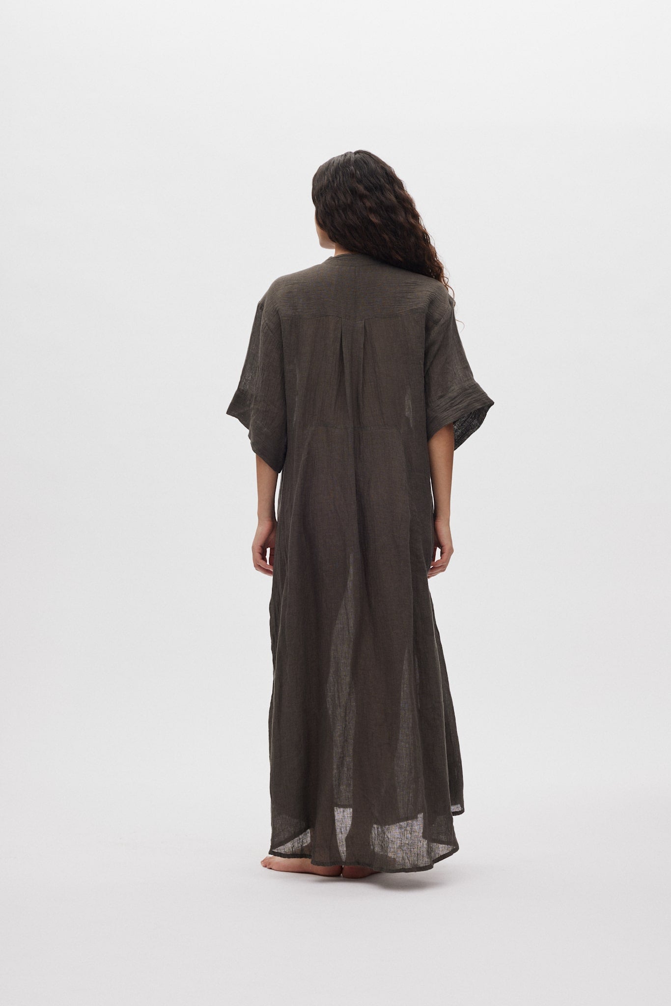 Susi - Crinkled long kaftan I Faded black