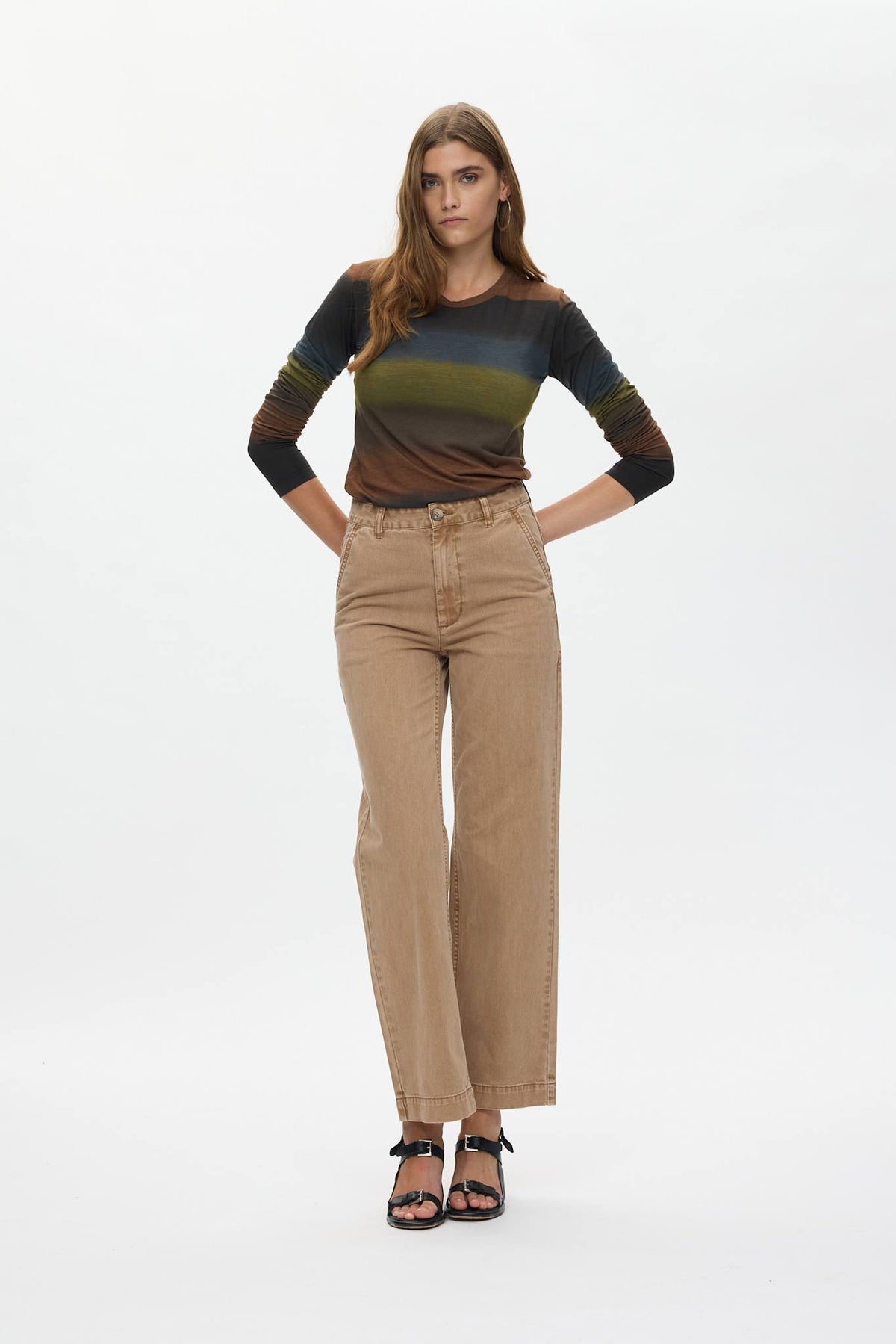 Sabina - Canvas pants I Washed tobacco