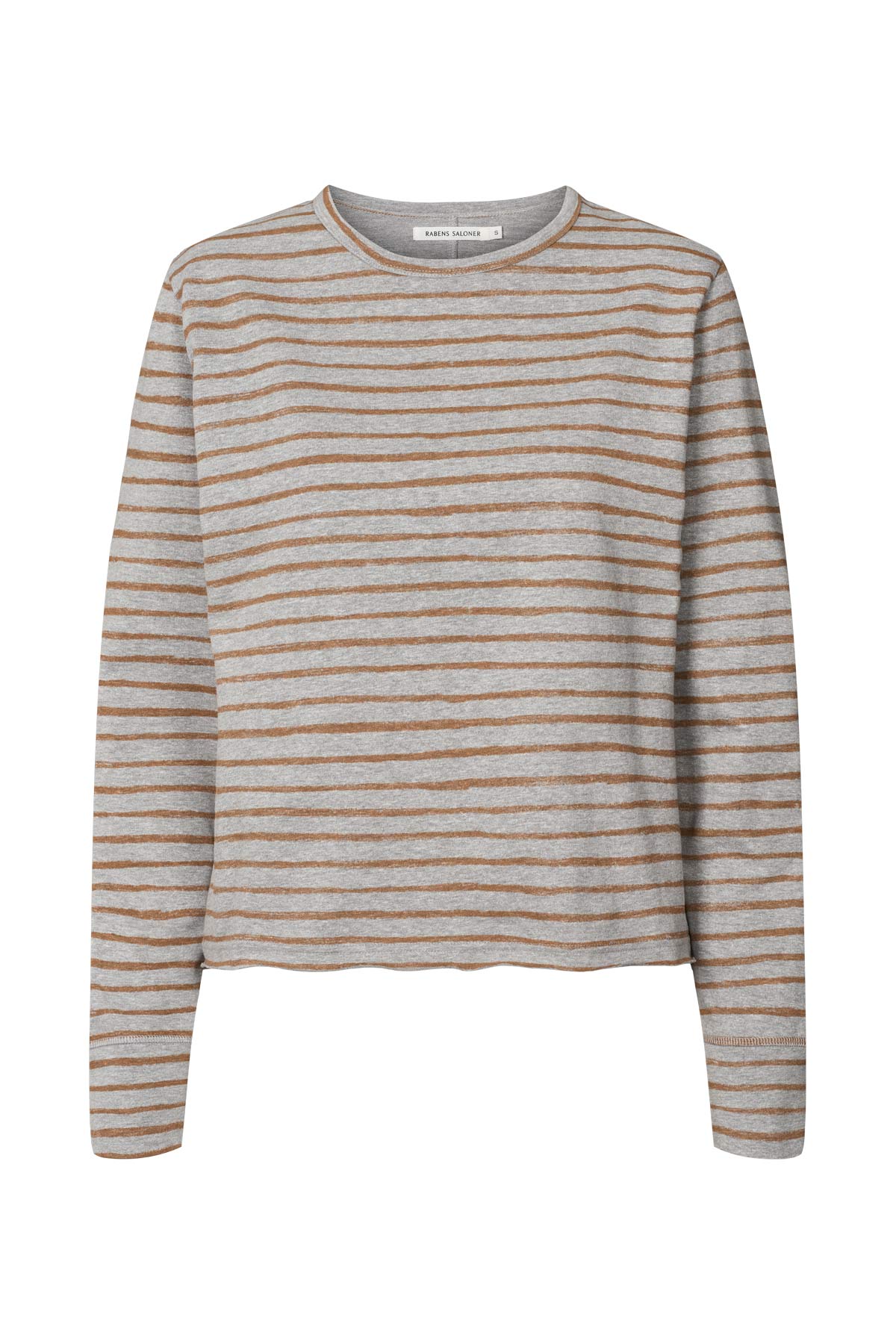Hila - Light stretch crew neck top I Grey honey stripe