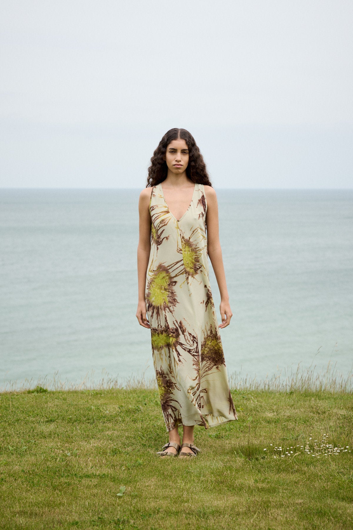 Alpa - Sea urchin long dress I Chartreuse combo