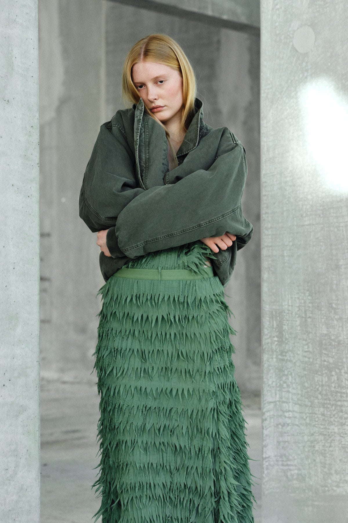 Ezmira - Canvas padded bomber I Washed sage