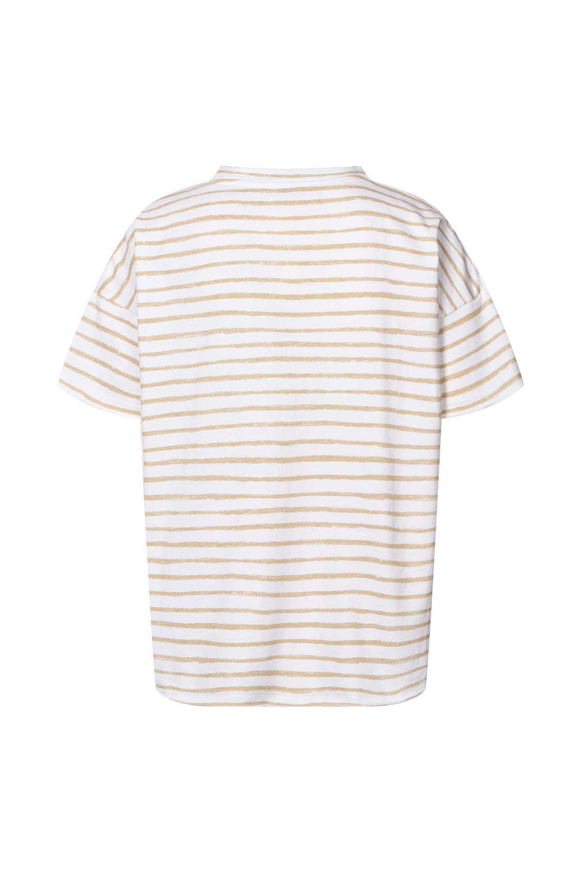 Light stretch cropped t-shirt - Margot I White sand stripe