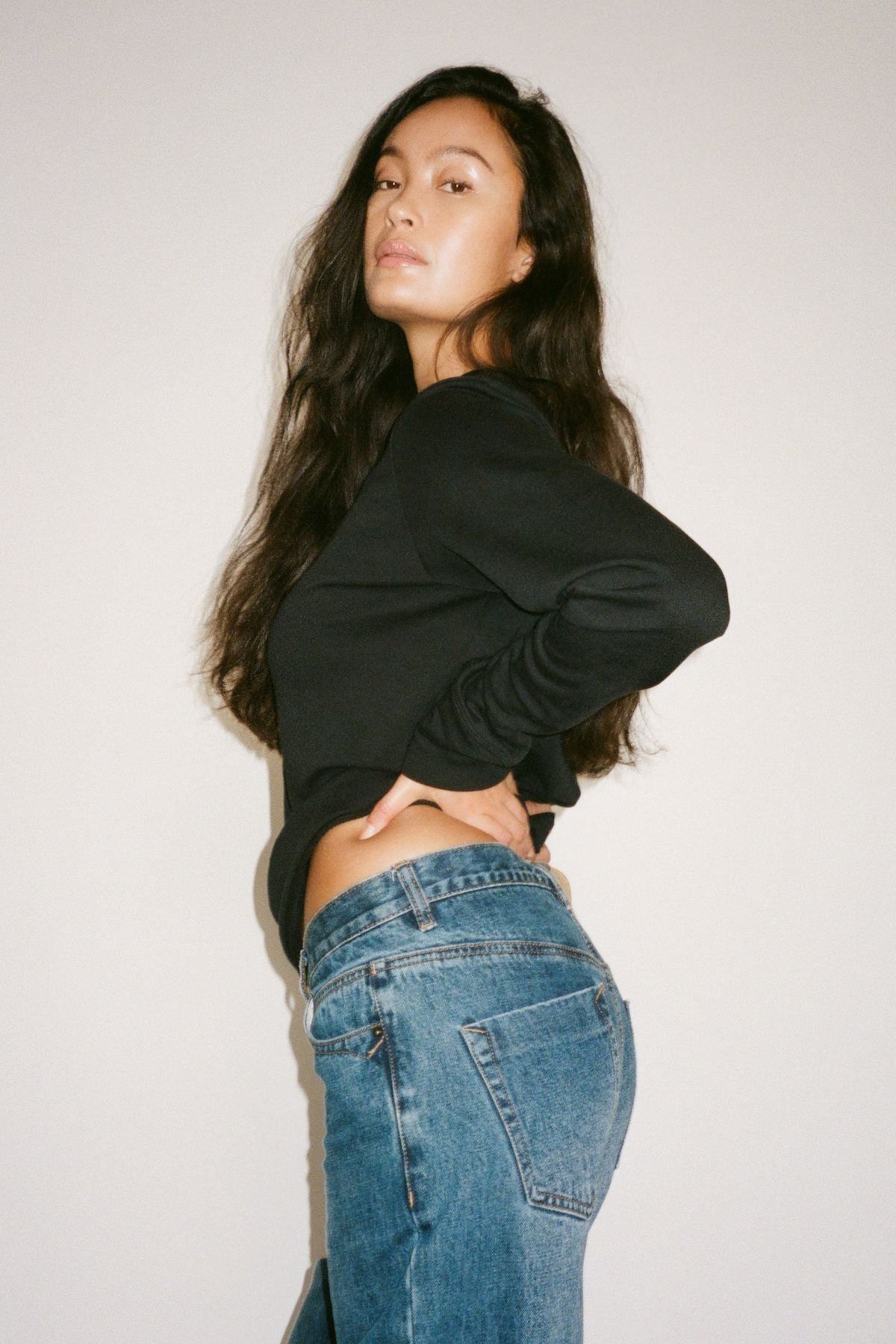 Hila - Light stretch crew neck top I Loden green