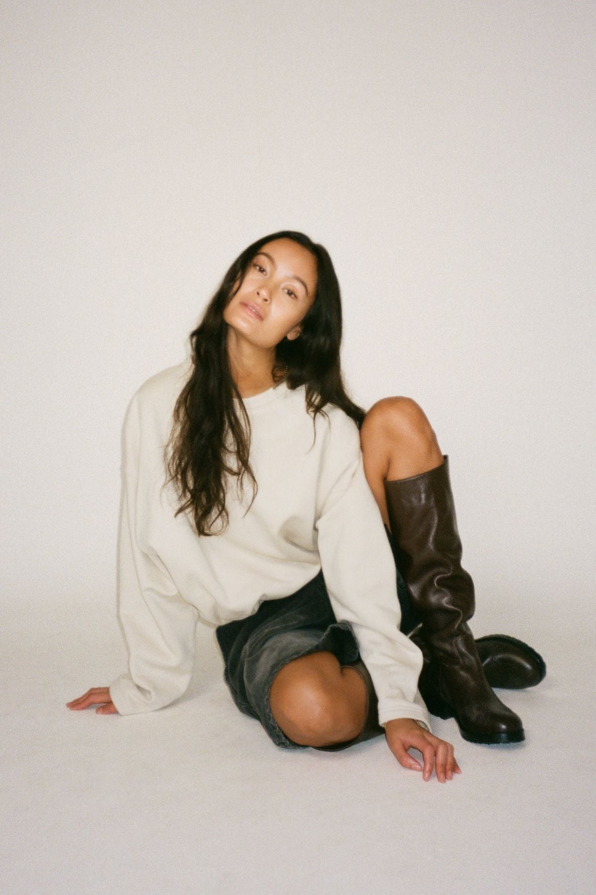 Sweat drawstring top - Sheela I Oyster