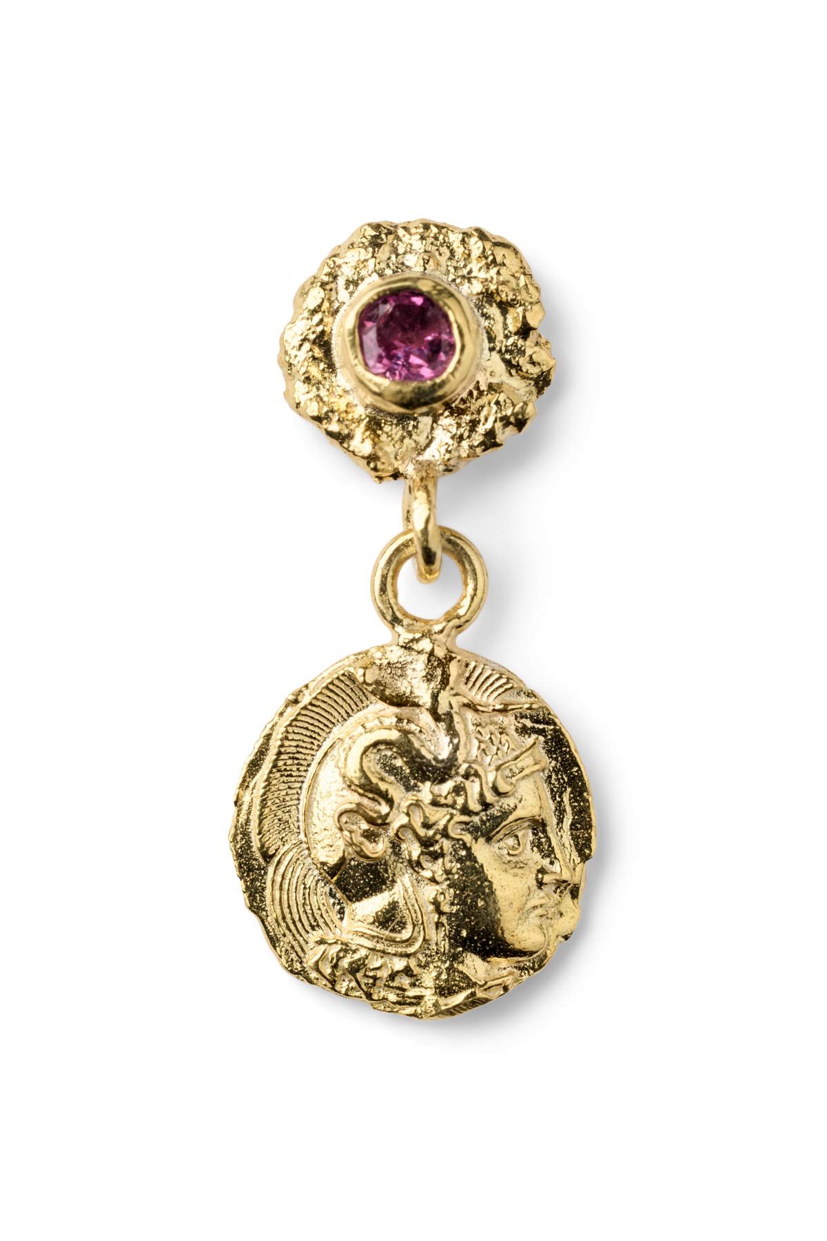 Coin Earring - Nafsu I Gold w/ Purple Stone
