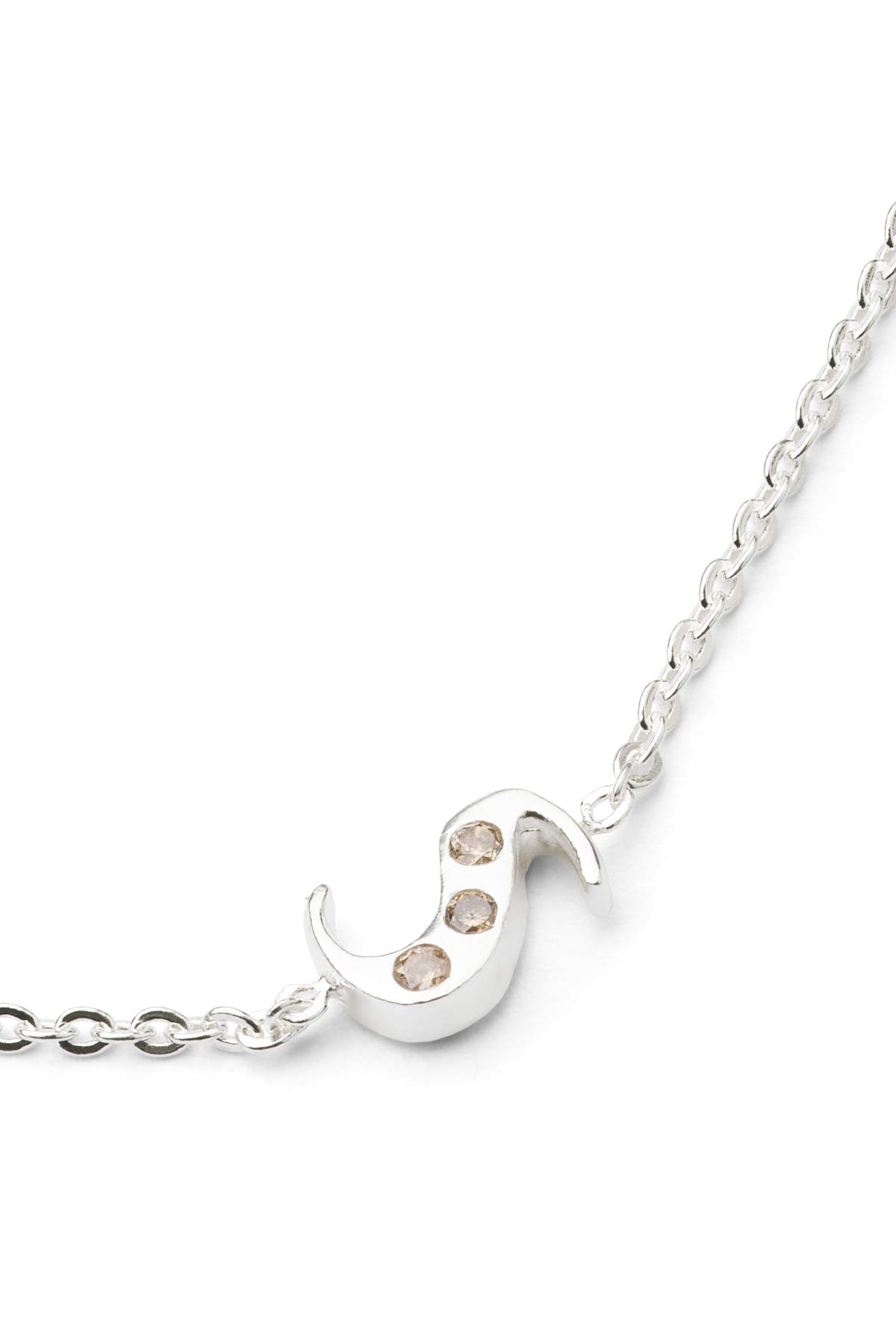 Diamond letter necklace - Rabens Momento I Silver w/ Champagne diamond