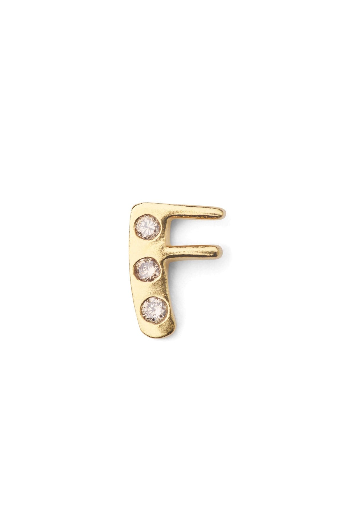 Diamond letter ear stud - Rabens Momento I Gold w/ Champagne diamond