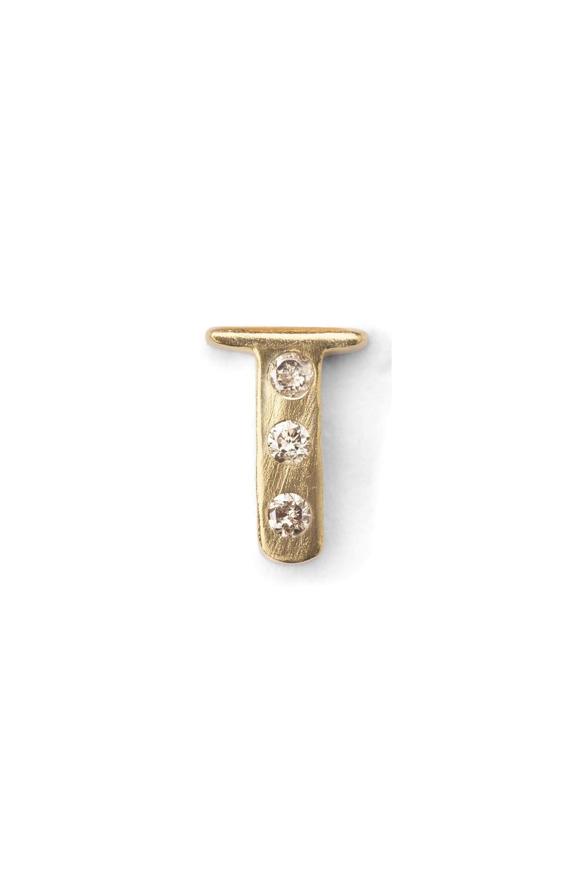 Diamond letter ear stud - Rabens Momento I Gold w/ Champagne diamond