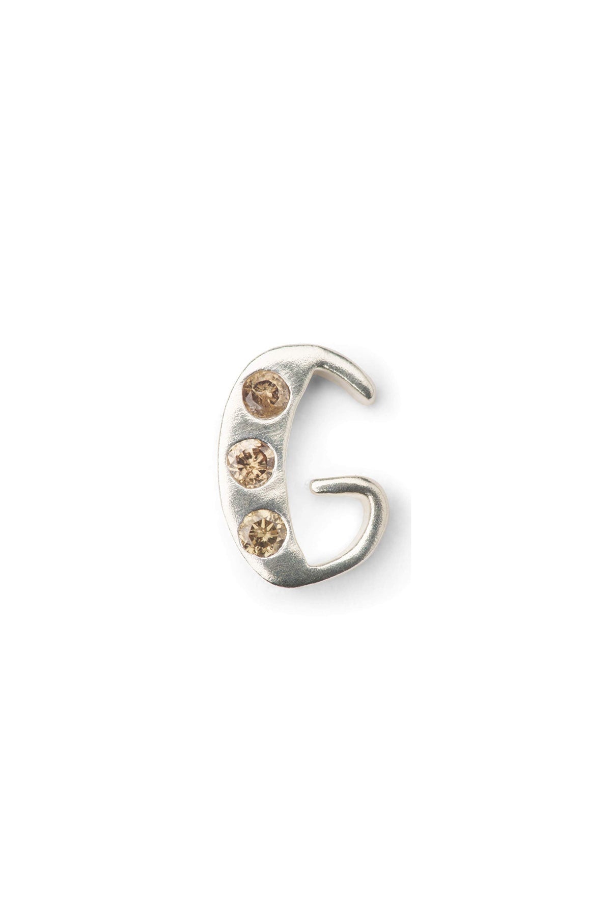 Diamond letter ear stud - Rabens Momento I Silver w/ Champagne diamond