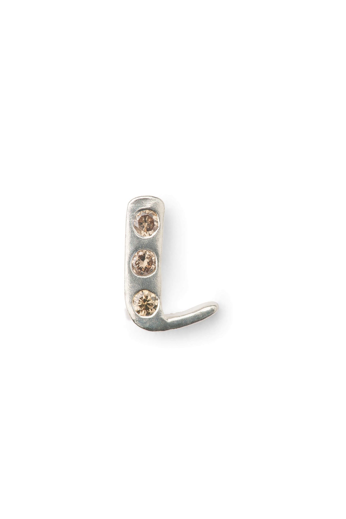 Diamond letter ear stud - Rabens Momento I Silver w/ Champagne diamond