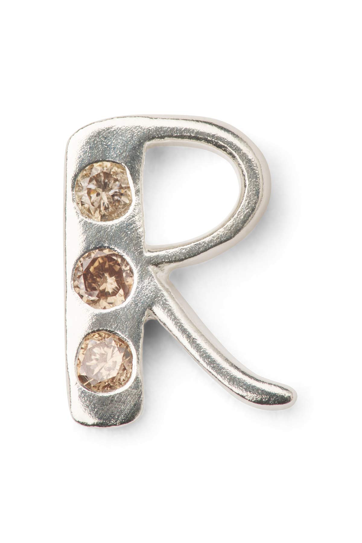 Diamond letter ear stud - Rabens Momento I Silver w/ Champaign diamond