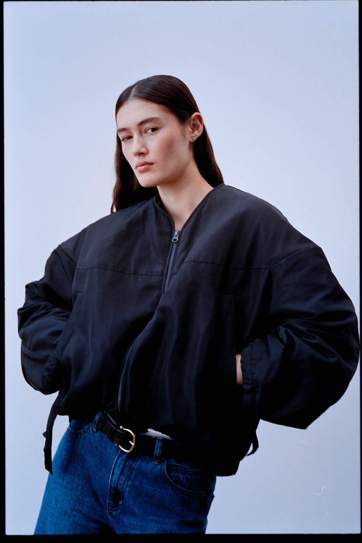 Leather slim belt - Gerly I Dark brown