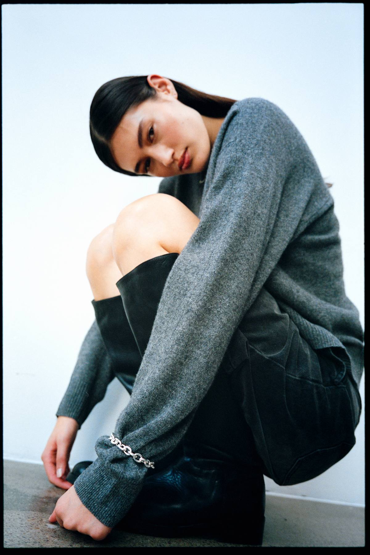 Dalani - Woolcash boxy sweater I Dark grey melange