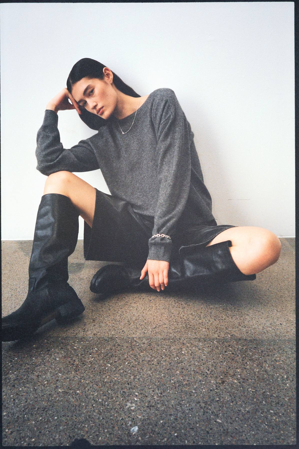 Dalani - Woolcash boxy sweater I Dark grey melange