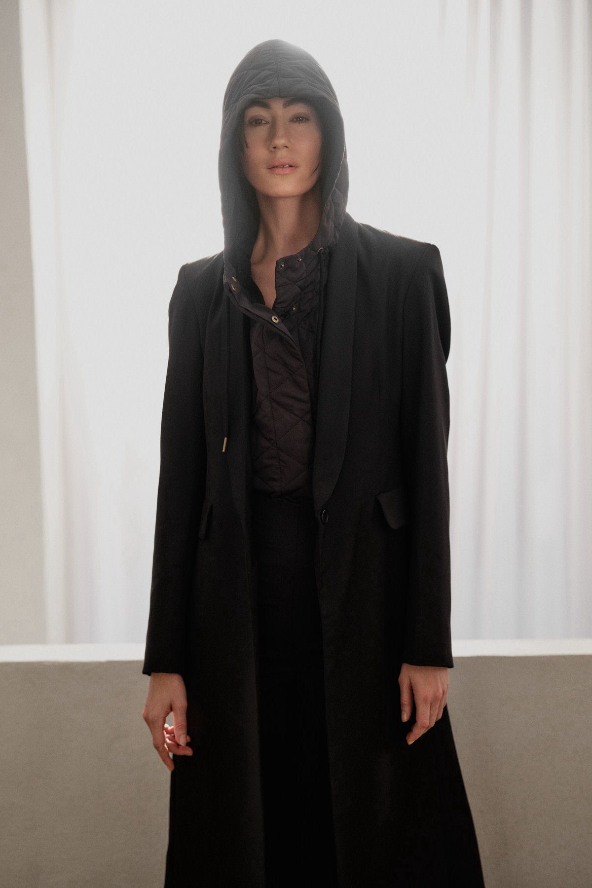 Talma - Smooth tailoring long jacket I Black