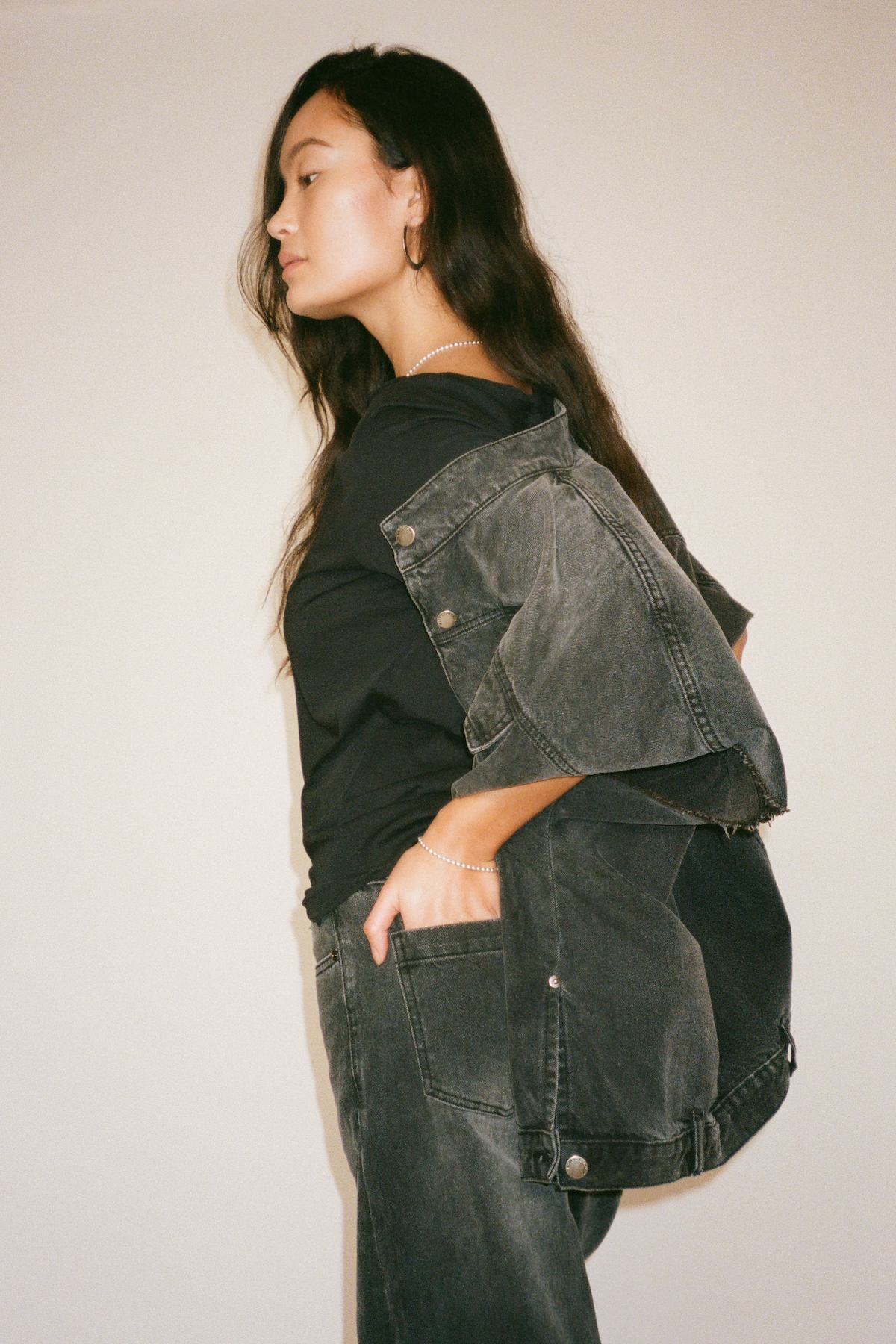 Denim vest jacket - Mir I Washed black denim