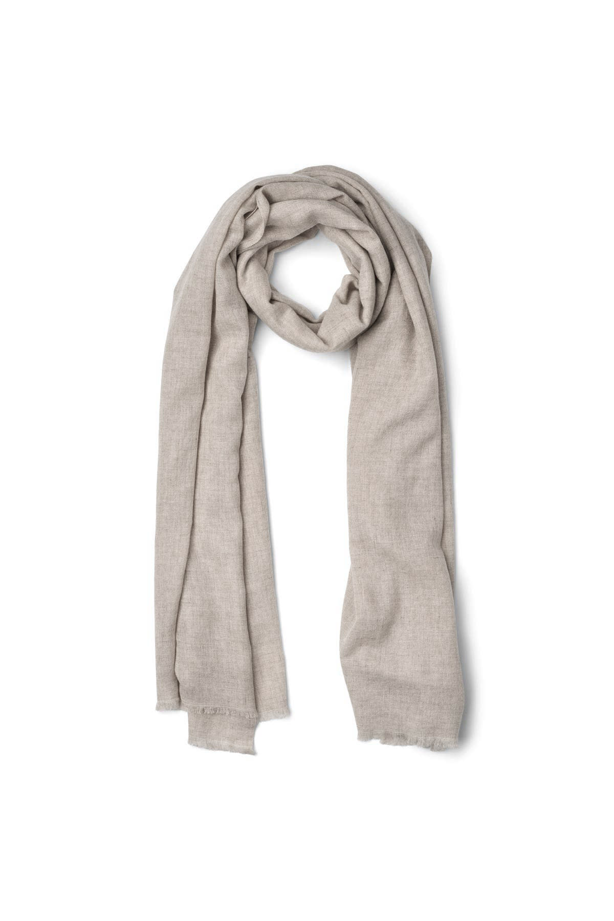 Caroliva - Wool cash scarf I Light grey melange