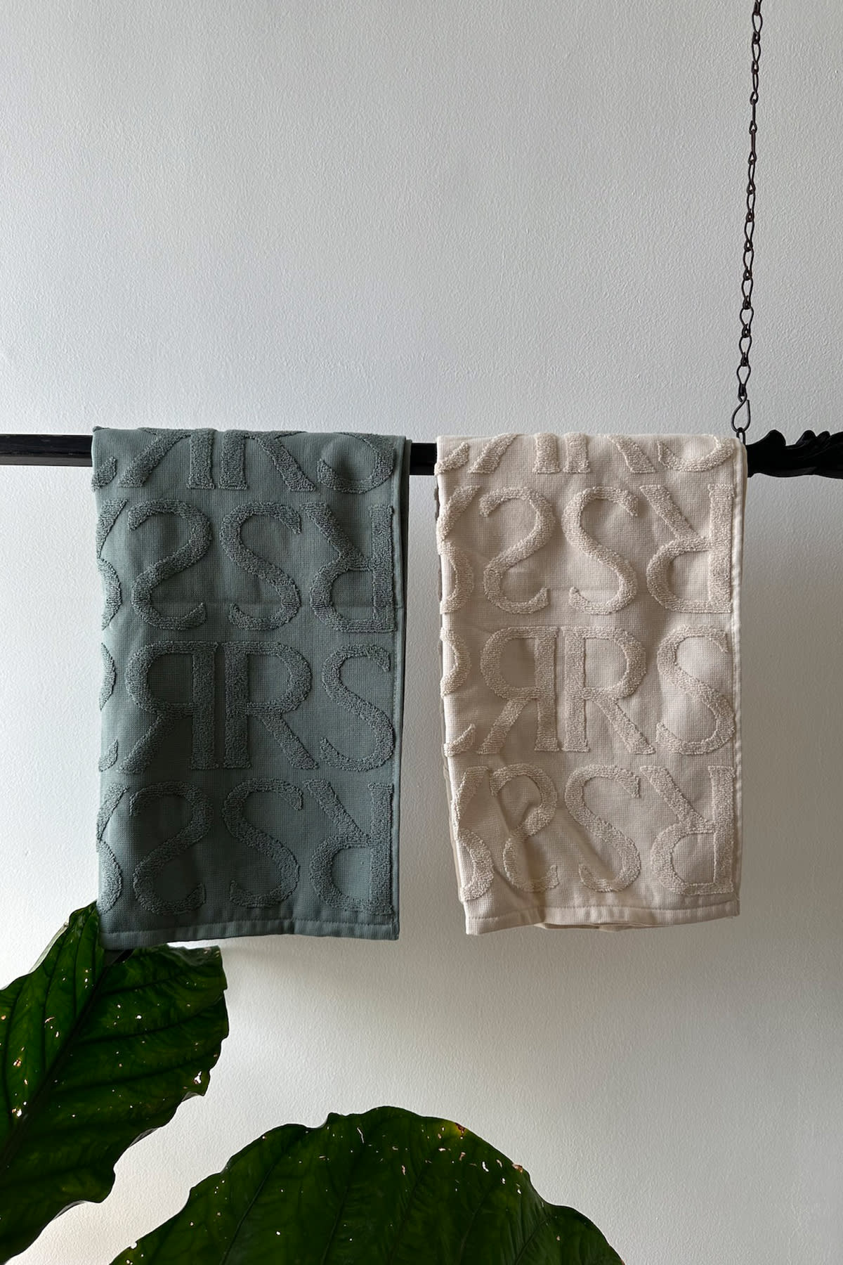 Hand towel - Monogram hand towel I Sage