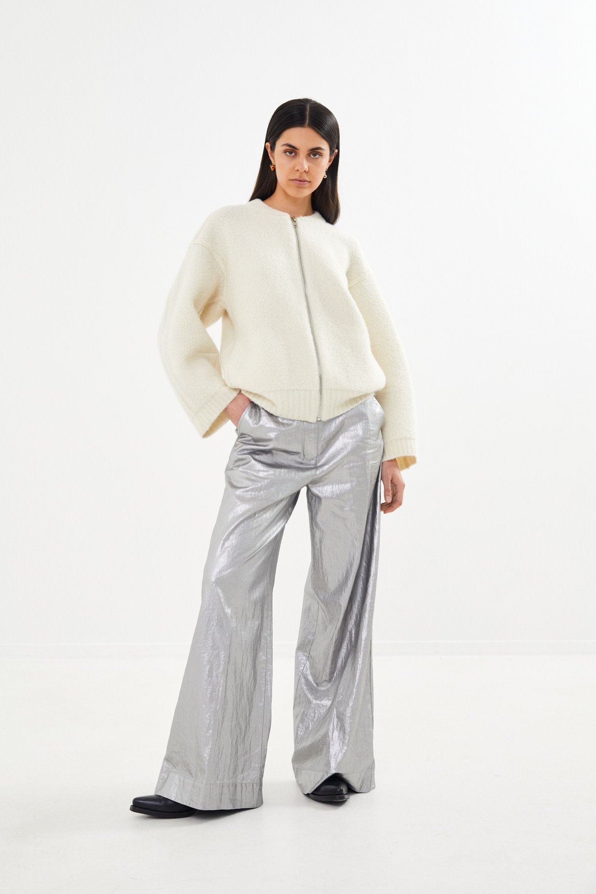 Sheep knit bomber jacket - Sig I Chalk
