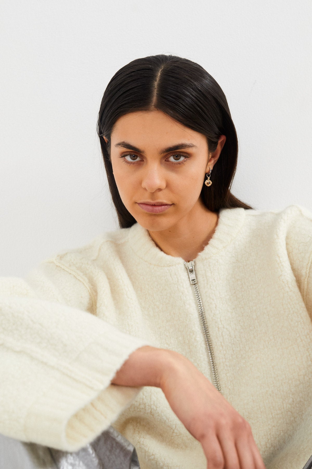 Sheep knit bomber jacket - Sig I Chalk