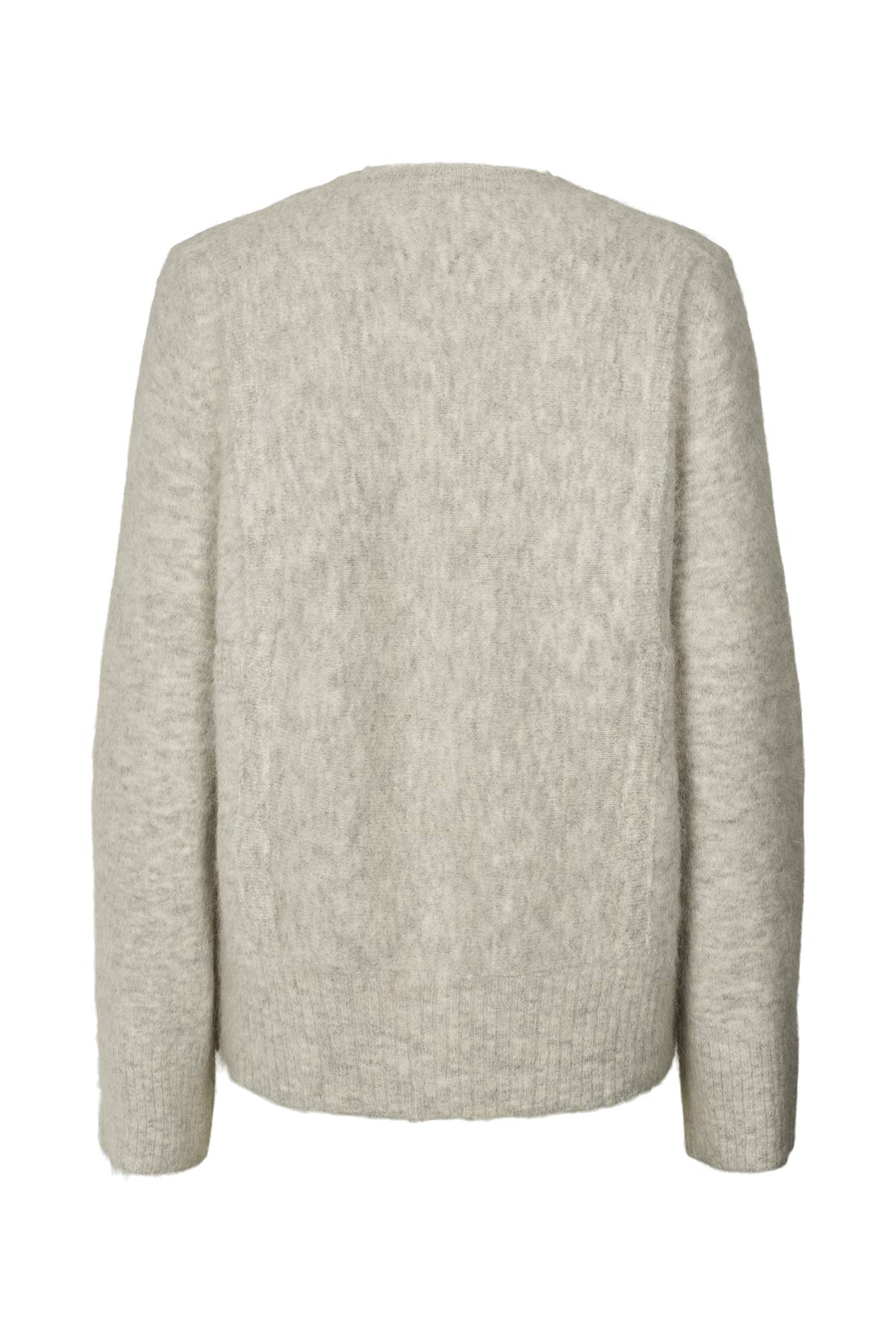 Fluffy split back sweater - Lott I Light grey melange