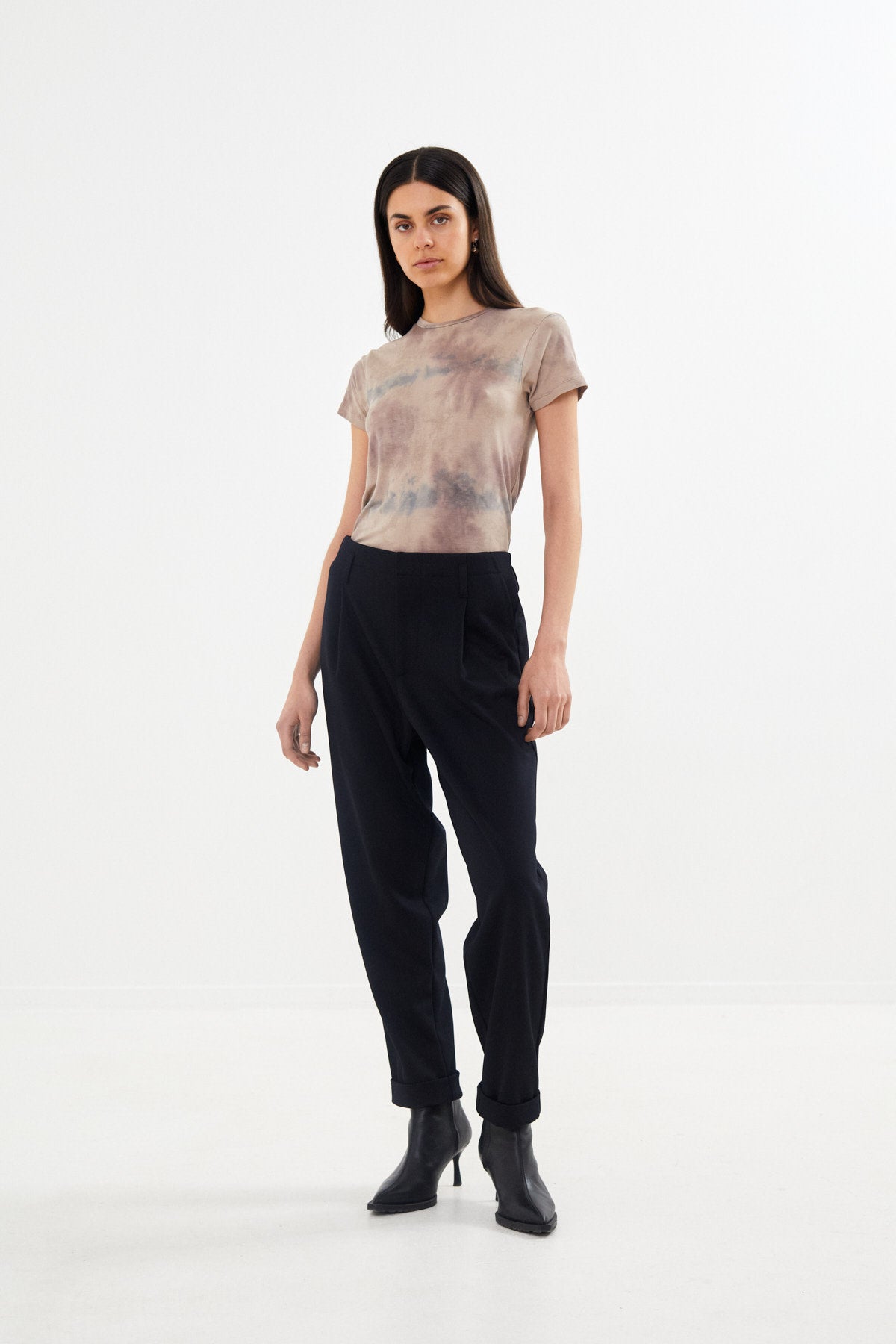 Tailored pleat pants - Raina I Black navy combo