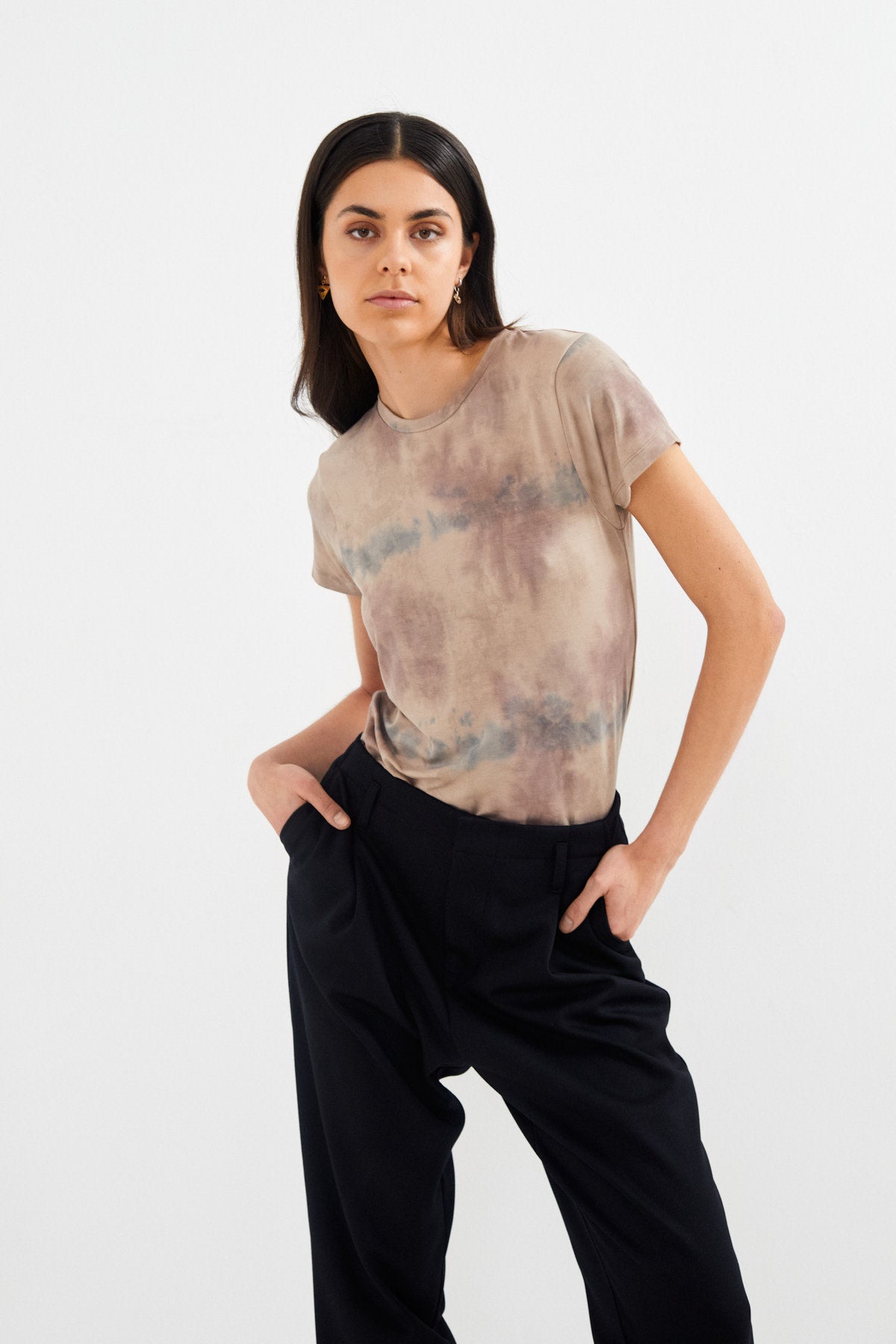 Tailored pleat pants - Raina I Black navy combo