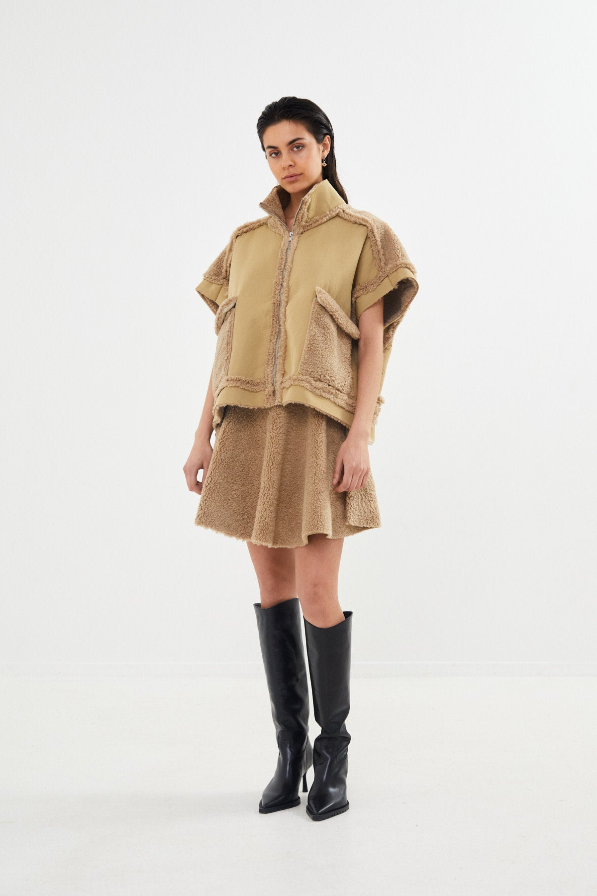 Faux shearling tunic vest - Tamys I Amber