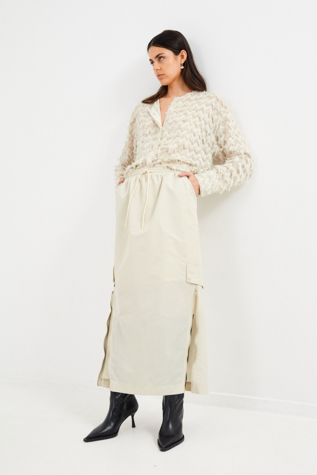 Feathery shirt jacket - September I Oyster