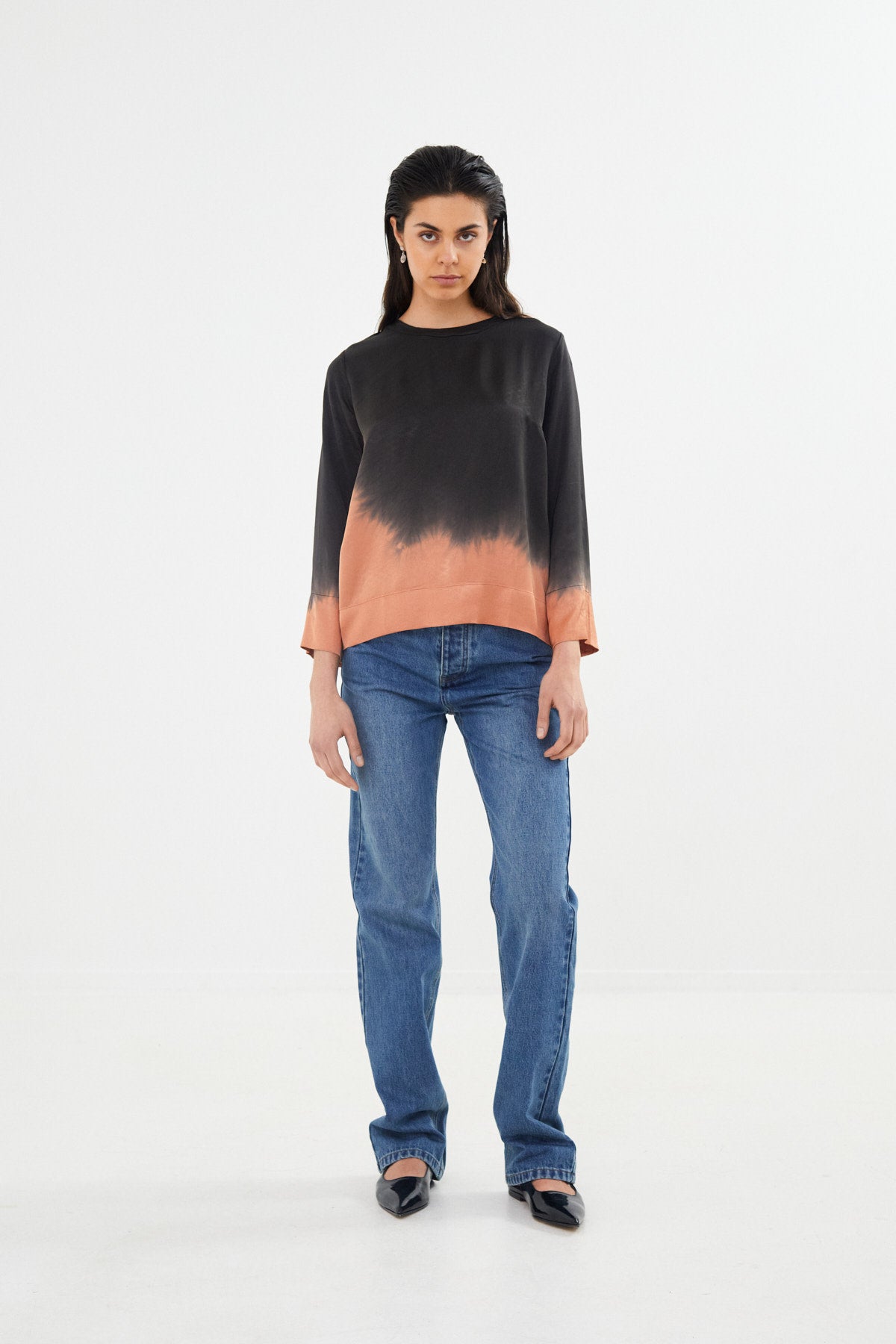Coastal 3/4 sleeve top - Herta I Asphalt black