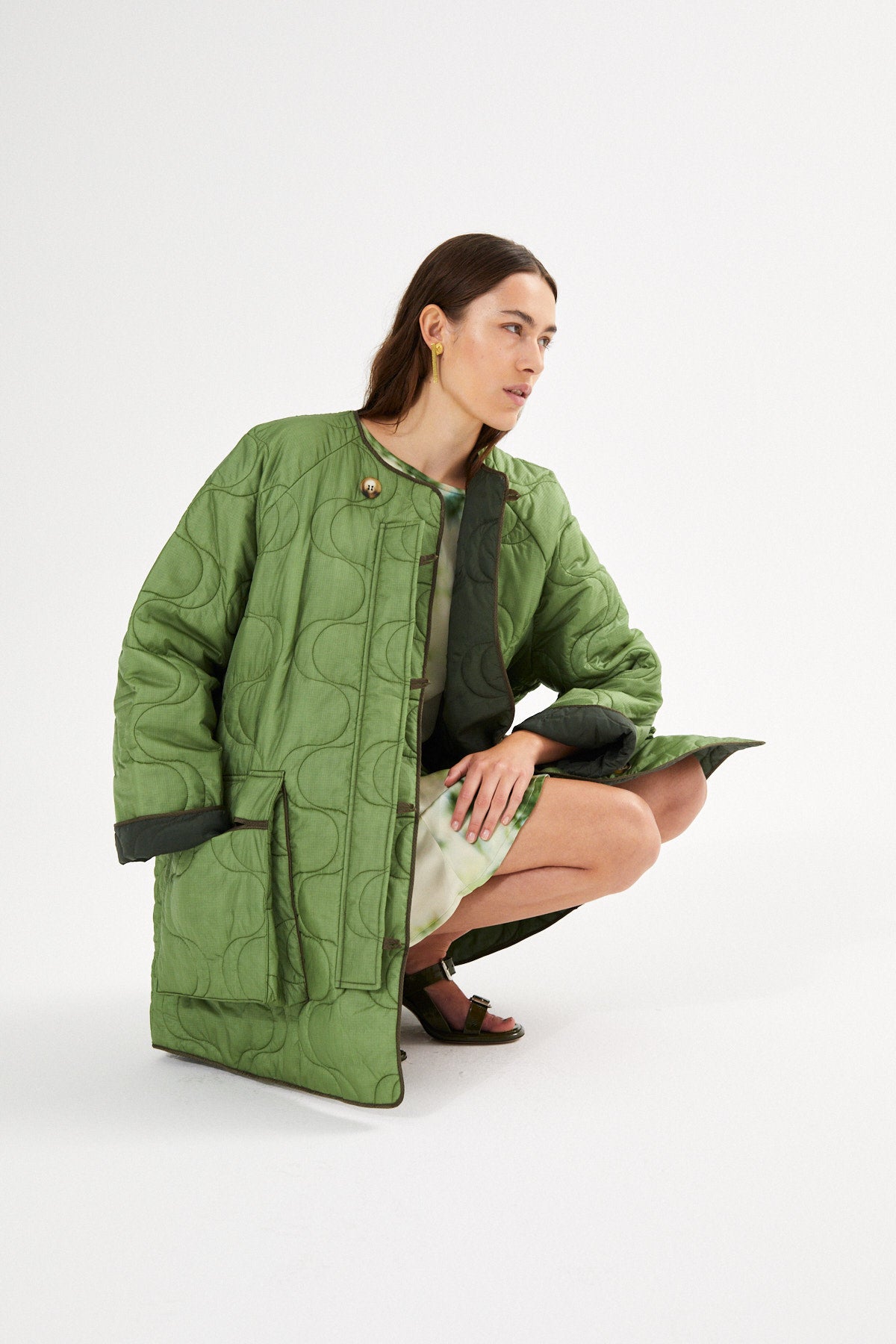 Pastel quilt coat - Rahlin I Stone green