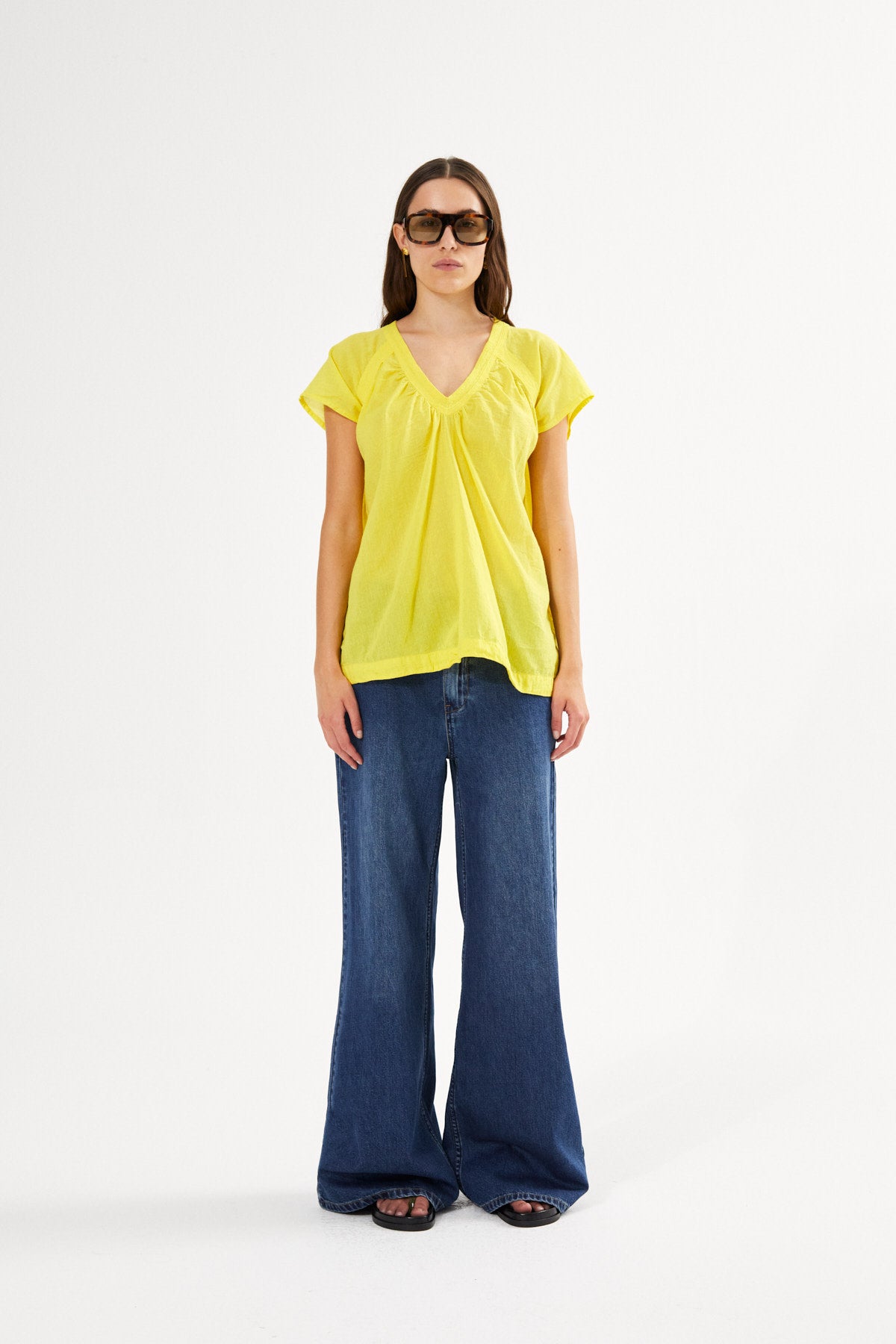 Cotton V-neck top - Dipsy I White