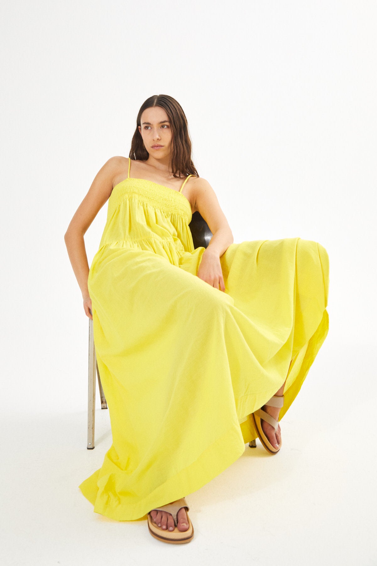 Cotton smock tier dress - Dodo I Sunshine yellow