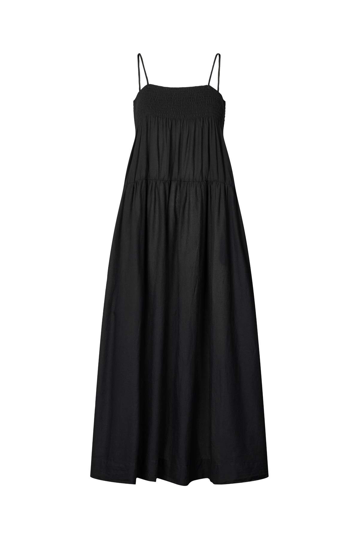 Cotton smock tier dress - Dodo I Black