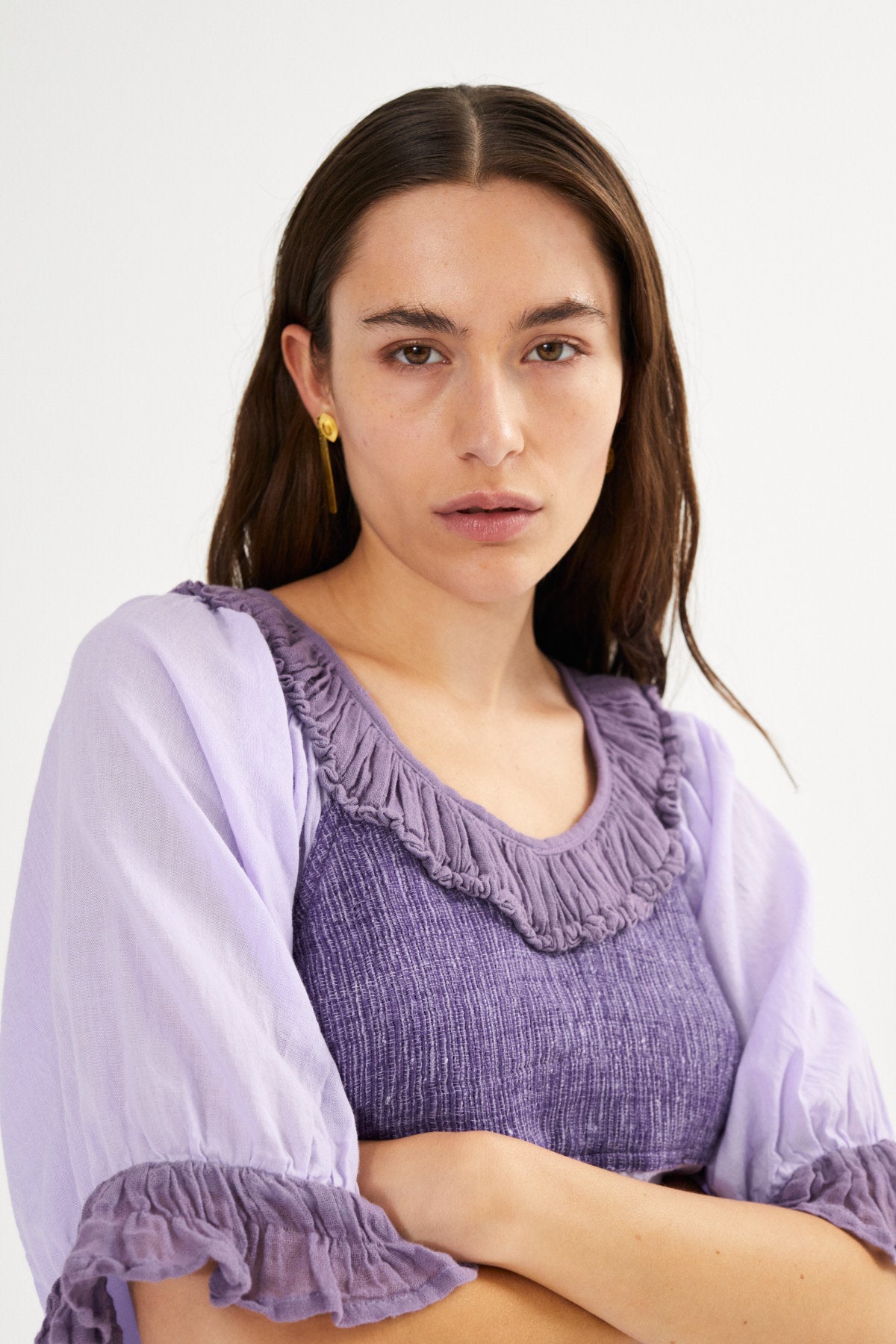 Cotton short angel dress - Dortia I Violet